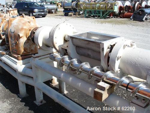 Used Bonnot Type 6" Continuous Cooking Extruder. Stainless steel contact parts. 6 Jacketed barrel sections 24-1/2" long rated 250 psi (steam), 8' barrel length 122.5". 9" wide x 17" long feed throat ...