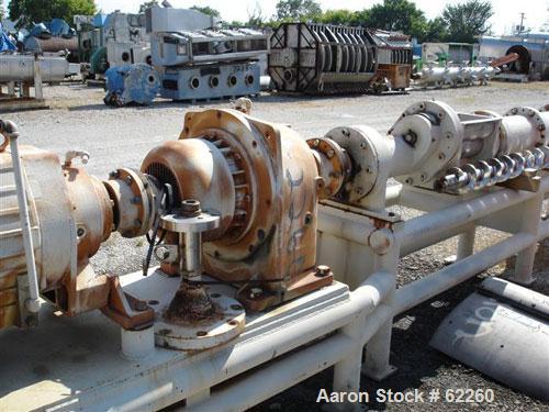 Used Bonnot Type 6" Continuous Cooking Extruder. Stainless steel contact parts. 6 Jacketed barrel sections 24-1/2" long rated 250 psi (steam), 8' barrel length 122.5". 9" wide x 17" long feed throat ...