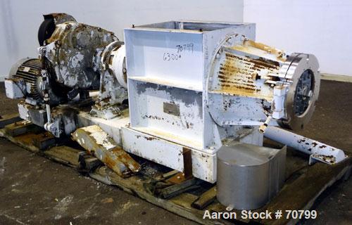 Used Bonnot Chopper/Extruder, 316/304 Stainless Steel. Non-jacketed trough 30" long x 20-1/2" wide x 25-1/2" deep. 6" diameter shaft, approximate 20" diameter x 50" long x 6-3/4" pitch screw. Driven ...