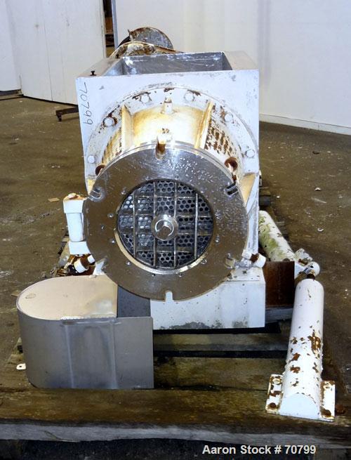Used Bonnot Chopper/Extruder, 316/304 Stainless Steel. Non-jacketed trough 30" long x 20-1/2" wide x 25-1/2" deep. 6" diameter shaft, approximate 20" diameter x 50" long x 6-3/4" pitch screw. Driven ...