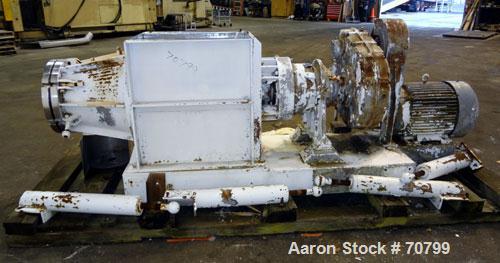 Used Bonnot Chopper/Extruder, 316/304 Stainless Steel. Non-jacketed trough 30" long x 20-1/2" wide x 25-1/2" deep. 6" diameter shaft, approximate 20" diameter x 50" long x 6-3/4" pitch screw. Driven ...
