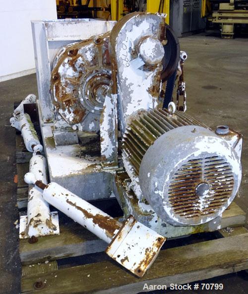 Used Bonnot Chopper/Extruder, 316/304 Stainless Steel. Non-jacketed trough 30" long x 20-1/2" wide x 25-1/2" deep. 6" diameter shaft, approximate 20" diameter x 50" long x 6-3/4" pitch screw. Driven ...