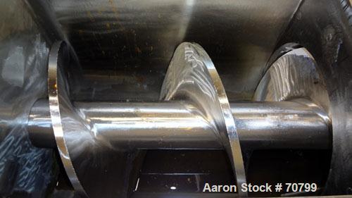 Used Bonnot Chopper/Extruder, 316/304 Stainless Steel. Non-jacketed trough 30" long x 20-1/2" wide x 25-1/2" deep. 6" diameter shaft, approximate 20" diameter x 50" long x 6-3/4" pitch screw. Driven ...