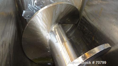 Used Bonnot Chopper/Extruder, 316/304 Stainless Steel. Non-jacketed trough 30" long x 20-1/2" wide x 25-1/2" deep. 6" diameter shaft, approximate 20" diameter x 50" long x 6-3/4" pitch screw. Driven ...