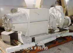 Used Bonnot Chopper/Extruder, 316/304 Stainless Steel. Non-jacketed trough 30" long x 20-1/2" wide x 25-1/2" deep. 6" diameter shaft, approximate 20" diameter x 50" long x 6-3/4" pitch screw. Driven ...