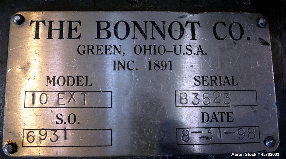 Used The Bonnot Co. Model 10 EXT Single Screw Extruder, Carbon Steel.