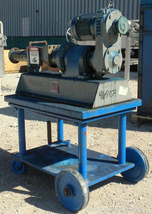 Used Bonnot 2" Single Packer Lab Extruder, model 2" LAB-W-PKR SS. Capacity 10 to 80 pounds per hour. Approximately 2" diameter x 20" long 15-5 PH stainless steel screw. 11" long section of carbon ste...