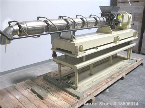 Used-Bonnot 4" single screw extruder, model 4"SS/TWN PKR. Stainless steel contact parts. Equipped with twin packer dual agit...