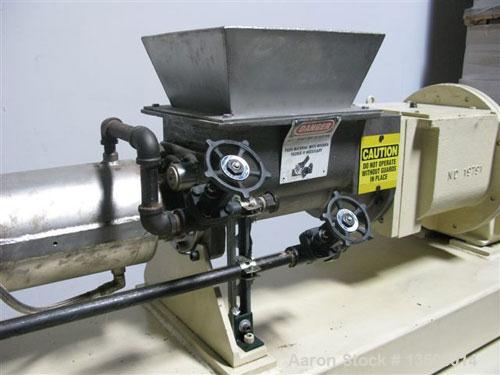 Used-Bonnot 4" single screw extruder, model 4"SS/TWN PKR. Stainless steel contact parts. Equipped with twin packer dual agit...
