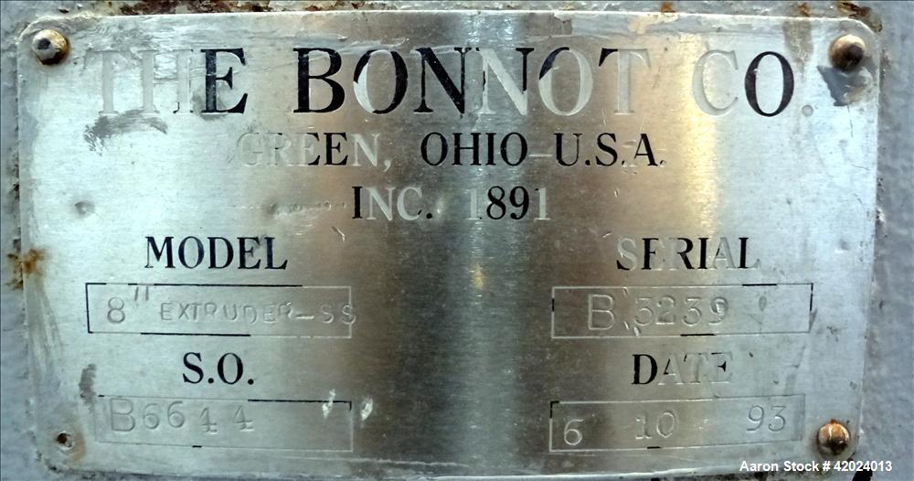 Used- Stainless Steel Bonnot Extruder, Model 8