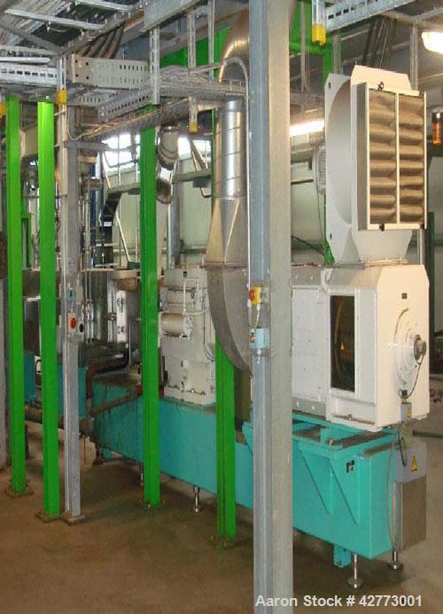 Used Buhler DNDJ-175/40D Co-Rotating Twin Screw Food Extruder.6.9" (175 mm), L/D 40, (10) segments, screw speed 330 rpm, stainless steel, maximum barrel pressure 2175 psi (150 bar), maximum barrel te...