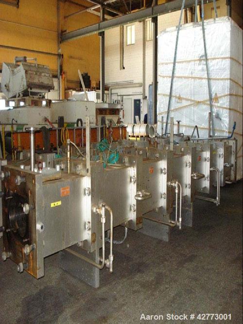 Used Buhler DNDJ-175/40D Co-Rotating Twin Screw Food Extruder.6.9" (175 mm), L/D 40, (10) segments, screw speed 330 rpm, stainless steel, maximum barrel pressure 2175 psi (150 bar), maximum barrel te...