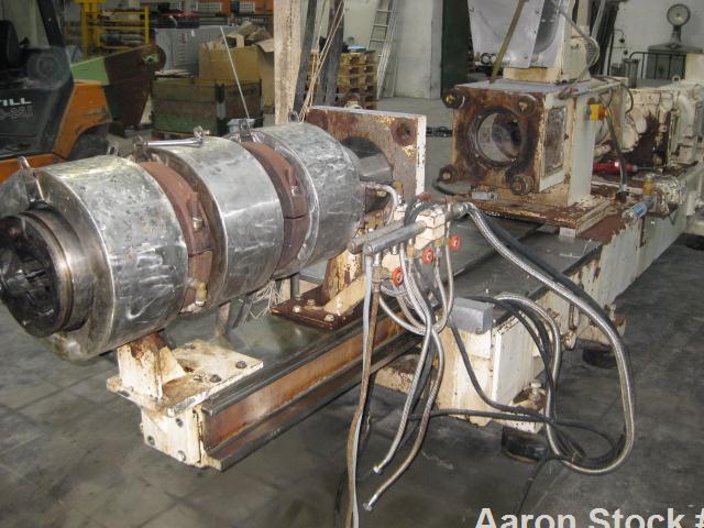 Used Clextral BC82 Twin Screw Food Cooking Extruder, built 1988. Stainless steel on contact parts, capacity for breakfast cereals approximately 1100 lbs/hour (500 kg/h), capacity for animal food appr...