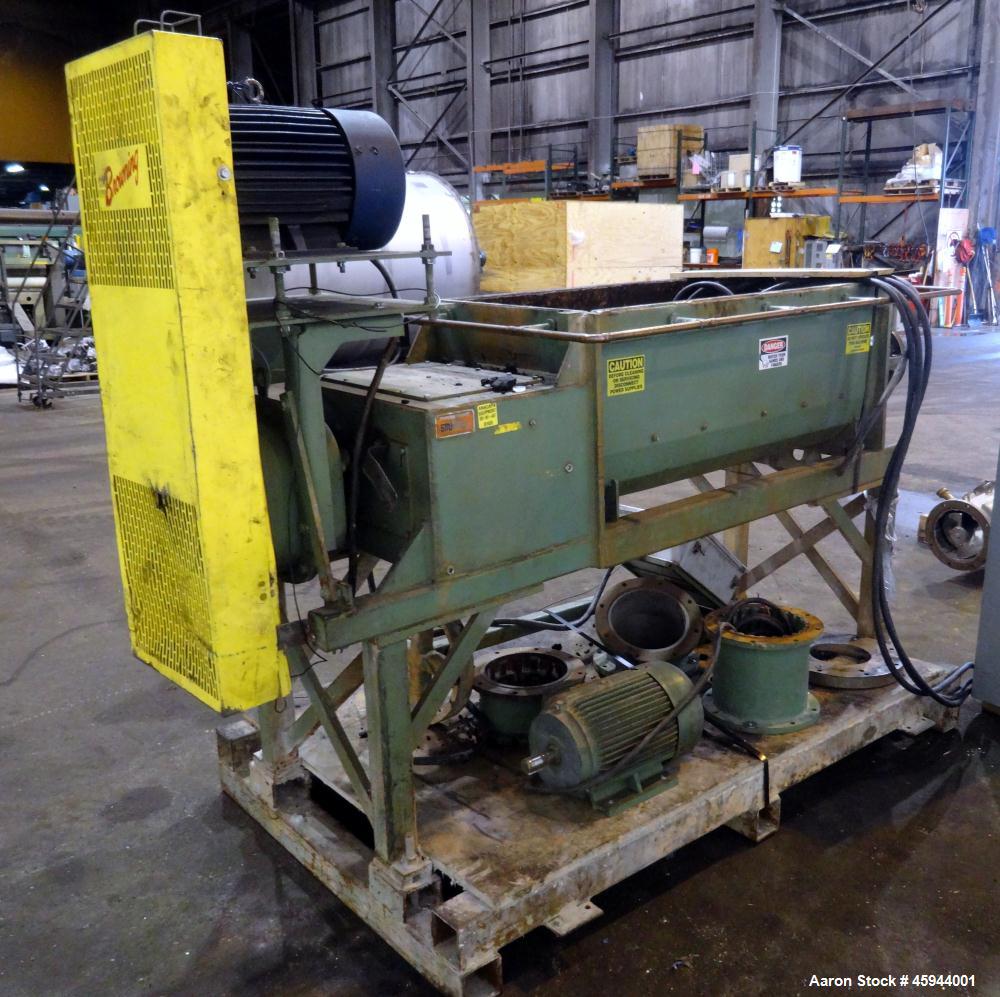 Used Starkey Machinery De-Airing System Consisting Of: (1) Starkey Machinery dual shaft paddle mixtruder, model SFM-66, 304 stainless steel. Non-jacketed trough 48" long x 24" wide x approximate 20" ...