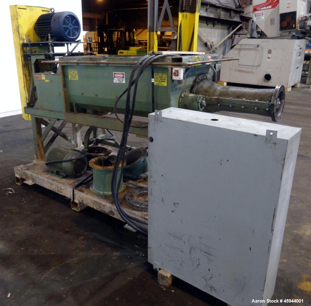 Used Starkey Machinery De-Airing System Consisting Of: (1) Starkey Machinery dual shaft paddle mixtruder, model SFM-66, 304 stainless steel. Non-jacketed trough 48" long x 24" wide x approximate 20" ...