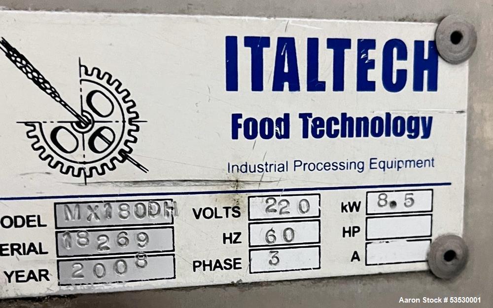 Used Italtech Sandore Pasta Mixer Extruder – Model MX180DH | 200 kg/hr | 195mm Die | 8.5 kW | Built 2008