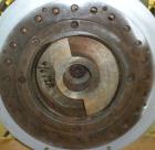 Used Extru-Tech Inline Extruder, Model E750-PDU-PT03-EX-300. Approximately 10’’ diameter 400 series stainless steel tapered screw. 316 Stainless steel jacketed feed section 10’’ x 8-3/4’’, no hopper....