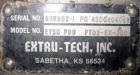 Used Extru-Tech Inline Extruder, Model E750-PDU-PT03-EX-300. Approximately 10’’ diameter 400 series stainless steel tapered screw. 316 Stainless steel jacketed feed section 10’’ x 8-3/4’’, no hopper....
