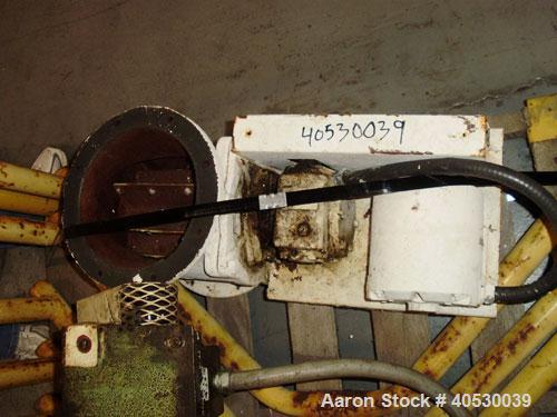 Used Rotary valve, approximately 8" diameter, 8" x 8" discharge, carbon steel, with 1/2 hp drive.
