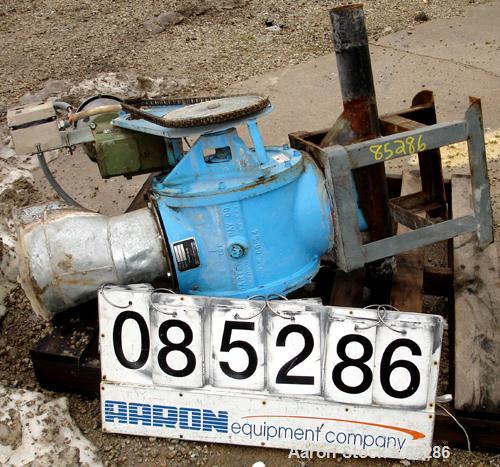 Used Carter Day Rotary Valve, Model 8CI12, Carbon Steel. 8" x 12". 8 vane rotor, approximately .80 cubic feet per revolution. Driven by a 1 HP, 180 Volt, 1750 RPM DC gearmotor. Mounted on a carbon st...