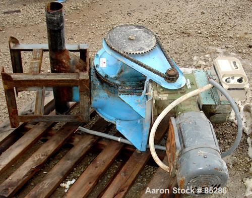 Used Carter Day Rotary Valve, Model 8CI12, Carbon Steel. 8" x 12". 8 vane rotor, approximately .80 cubic feet per revolution. Driven by a 1 HP, 180 Volt, 1750 RPM DC gearmotor. Mounted on a carbon st...