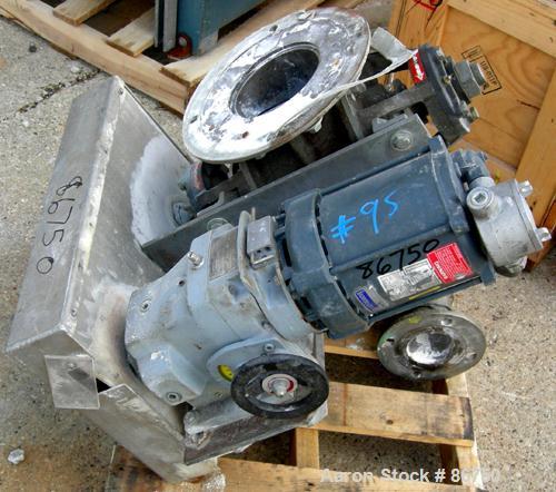 Used Flo-Tronics/Mac Rotary Valve, Model RV-501. 8" x 8" approximate 8 vane closed rotor, 304 stainless steel. Approximate .20 cubic feet per revolution. Driven by a 3/4 HP, 3/60/230/460 Volt, 1725 R...
