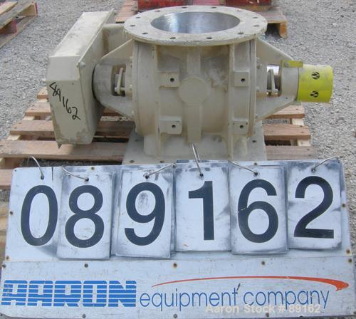 USED: General Resource Corp rotary valve, model 133-23111. Approximate 12" diameter x 12" wide open vane carbon rotor, .6 cubic feet per revolution. Driven by a 3/4 hp, 3/60/230/460 volt, 1725 rpm ge...