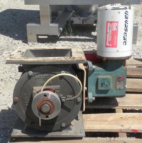 Used Horizon Systems Rotary Airlock, Model F94G0441, 304 Stainless Steel. Approximate 10" x 10" open vaned rotor, approximately 0.27 cubic feet per revolution, based on 100% pocket fill. Driven by a ...