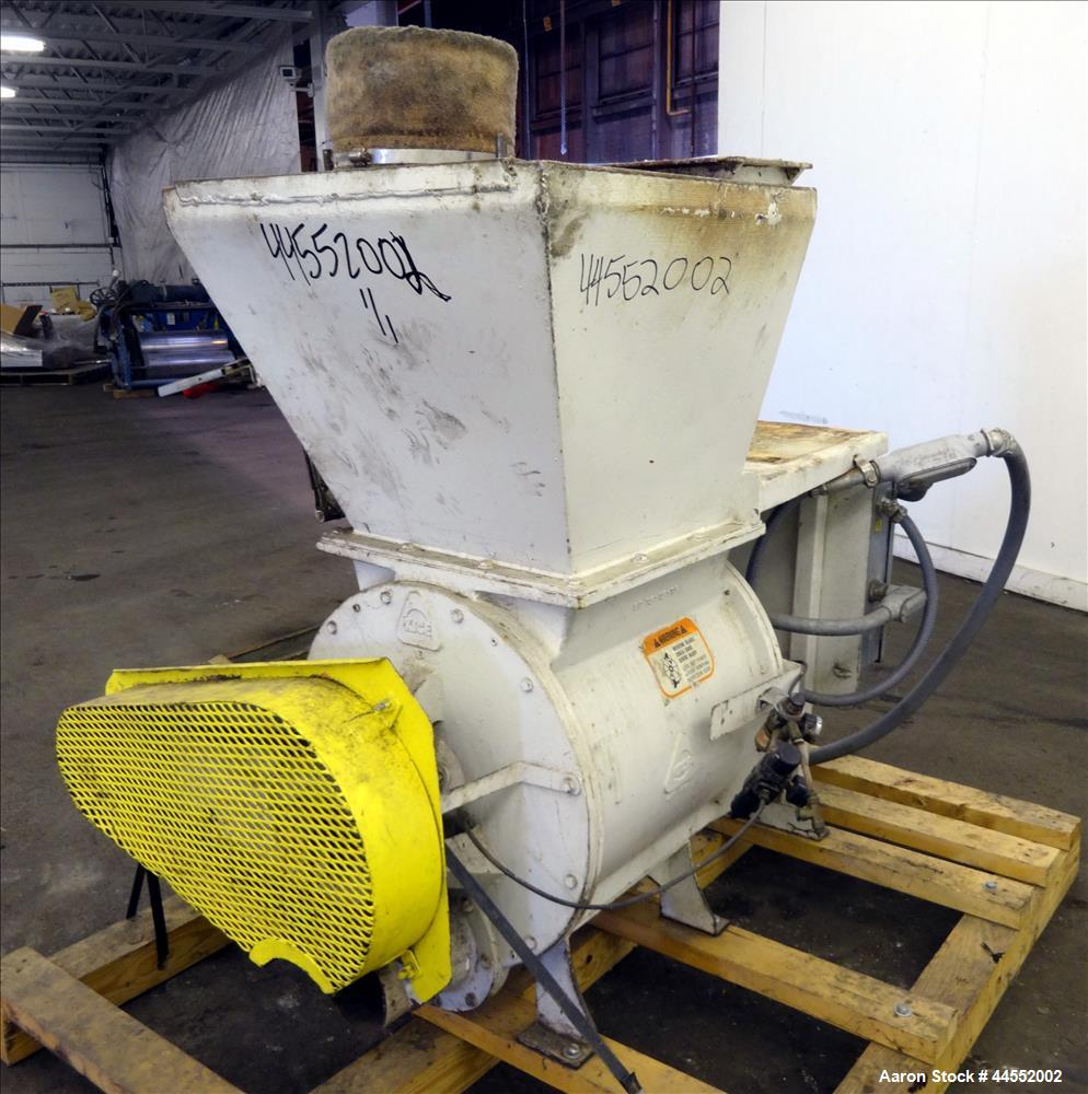 Used Kice finish product transfer system airlock, model VPOT18X15X15, carbon steel. Approximately 1.93 cubic feet per revolution. Driven by a 1 hp gear motor, 29 to 1 ratio. Serial# 13175927737