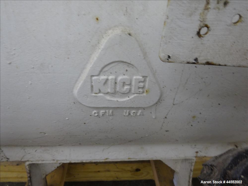 Used Kice finish product transfer system airlock, model VPOT18X15X15, carbon steel. Approximately 1.93 cubic feet per revolution. Driven by a 1 hp gear motor, 29 to 1 ratio. Serial# 13175927737