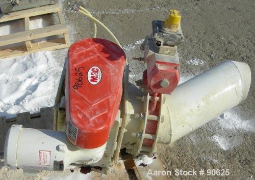 USED: Mac multi duty rotary air lock, model M50103, carbon steel. 10"diameter x 10" wide. Approximate 8 vane closed rotor. (.41) cubic feet dispersed per revolution. Driven by a 3/4 hp, 3/60/208-230/...