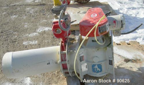 USED: Mac multi duty rotary air lock, model M50103, carbon steel. 10"diameter x 10" wide. Approximate 8 vane closed rotor. (.41) cubic feet dispersed per revolution. Driven by a 3/4 hp, 3/60/208-230/...
