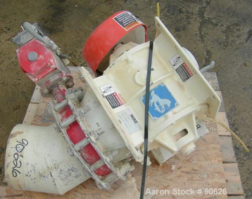 USED: Mac multi duty rotary air lock, model MD40, carbon steel. 10"diameter x 10" wide. Approximate 8 vane open rotor. (.41) cubic feet dispersed per revolution. Driven by a 3/4 hp, 3/60/208-230/460 ...