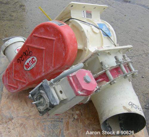 USED: Mac multi duty rotary air lock, model MD40, carbon steel. 10"diameter x 10" wide. Approximate 8 vane open rotor. (.41) cubic feet dispersed per revolution. Driven by a 3/4 hp, 3/60/208-230/460 ...