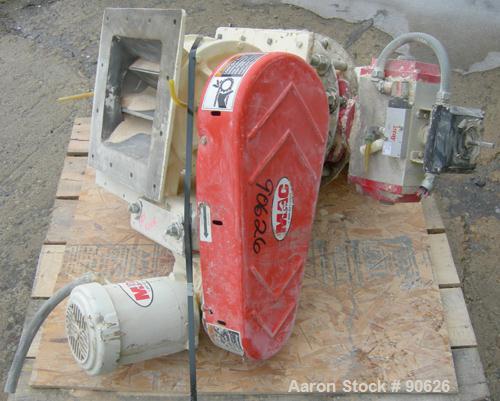 USED: Mac multi duty rotary air lock, model MD40, carbon steel. 10"diameter x 10" wide. Approximate 8 vane open rotor. (.41) cubic feet dispersed per revolution. Driven by a 3/4 hp, 3/60/208-230/460 ...