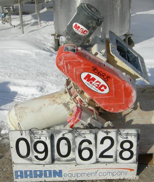 USED: Mac multi duty rotary air lock, model MD40, carbon steel. 10"diameter x 10" wide. Approximate 8 vane open rotor. (.41) cubic feet dispersed per revolution. Driven by a 3/4 hp, 3/60/208-230/460 ...