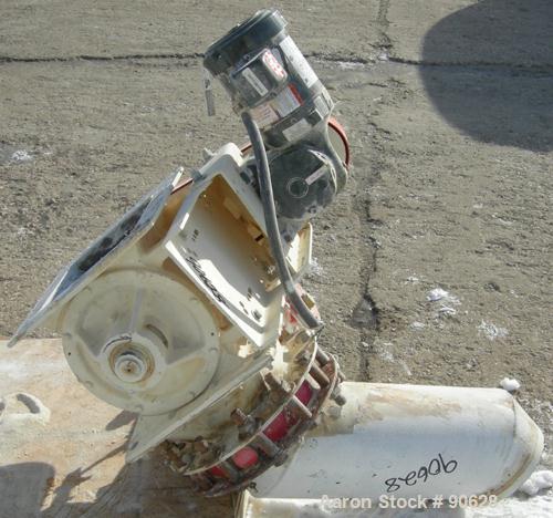 USED: Mac multi duty rotary air lock, model MD40, carbon steel. 10"diameter x 10" wide. Approximate 8 vane open rotor. (.41) cubic feet dispersed per revolution. Driven by a 3/4 hp, 3/60/208-230/460 ...