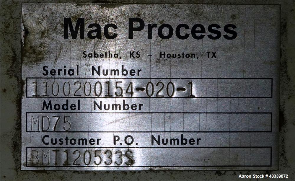 Used Mac Process Rotary Airlock Feeder, Model MD75.