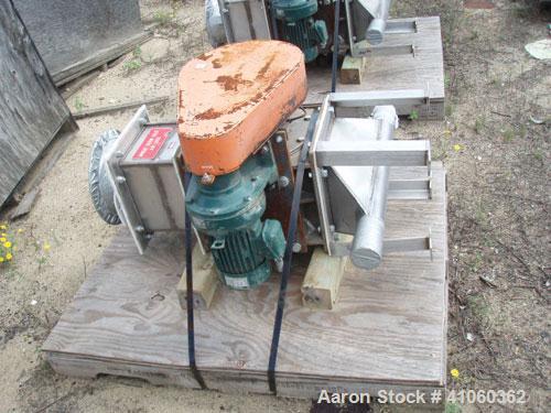 Used Material Systems Engineering Rotary Airlock, model DT60, stainless steel. Approximately 10’’ diameter. Driven by a 1 hp, 3/60/230/460 volt motor.
