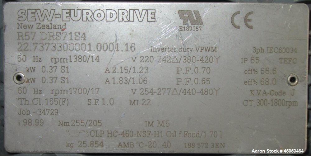 GEA Nu-Con DT500 DEM Stainless Steel Rotary Air Lock Valve – 0.37kW Drive