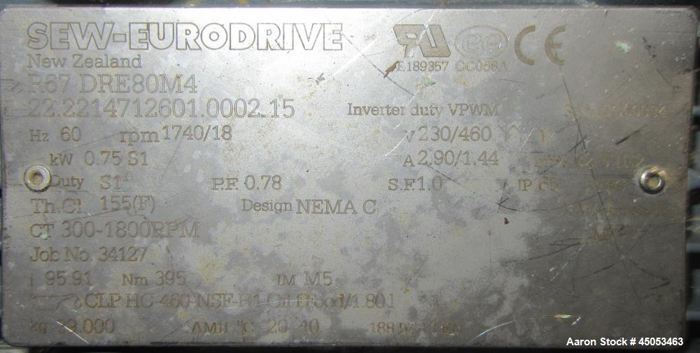 Sanitary Rotary Airlock Valve GEA Nu-Con DT 750 DEM with Variable Speed Gearmotor