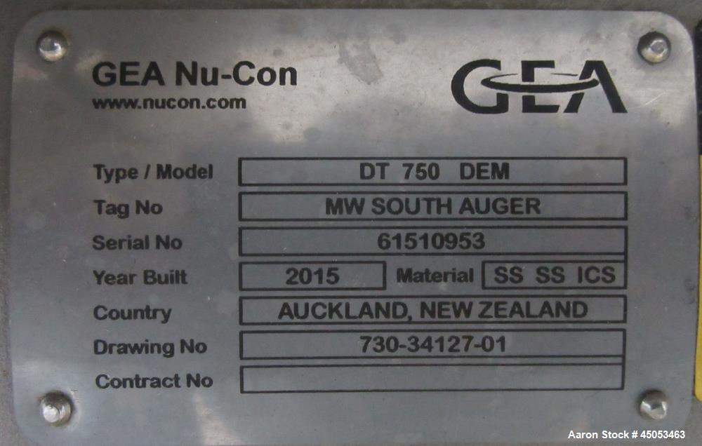 Sanitary Rotary Airlock Valve GEA Nu-Con DT 750 DEM with Variable Speed Gearmotor