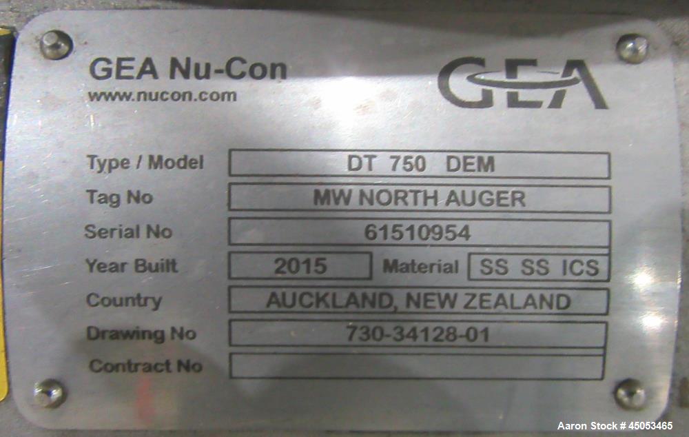 Unused GEA Nu-Con DT 750 DEM Rotary Airlock Valve – Stainless Steel (No Drive)