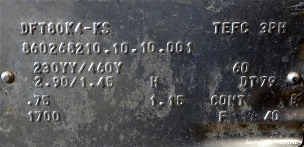 Used Nu-Con Equipment Rotary Valve, Model DT375DEMU, Stainless Steel. Approximate 0.176 Cubic feet per revolution. 7-1/2" Diameter x 7-1/2" wide 8 blade open vane rotor. Top feed, bottom discharge. D...