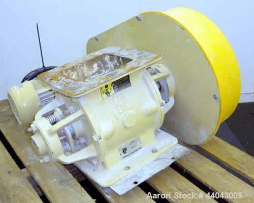 Used Prater Industries Heavy Duty Airlock Rotary Valve, Model PAV-6C, Carbon Steel. Volumetric capacity 187 cubic feet per hour. Approximately 6" diameter x 6" wide open end rotor, 2.4 cubic feet per...