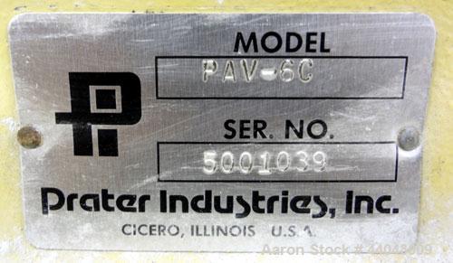 Used Prater Industries Heavy Duty Airlock Rotary Valve, Model PAV-6C, Carbon Steel. Volumetric capacity 187 cubic feet per hour. Approximately 6" diameter x 6" wide open end rotor, 2.4 cubic feet per...
