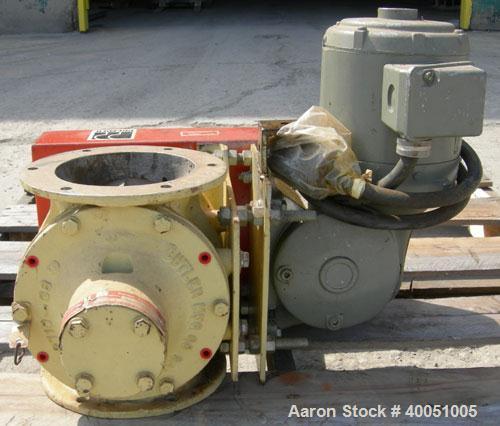 Used Premier Pneumatics Heavy Duty Airlock Rotary Valve, Model HDR-GG-76-8NH-2-RT-T3, 304 Stainless Steel.  Approximately 6" diameter x 6" wide 8 vane open end rotor, .10 cubic feet per revolution.  ...