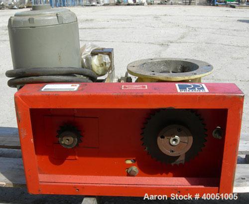 Used Premier Pneumatics Heavy Duty Airlock Rotary Valve, Model HDR-GG-76-8NH-2-RT-T3, 304 Stainless Steel.  Approximately 6" diameter x 6" wide 8 vane open end rotor, .10 cubic feet per revolution.  ...