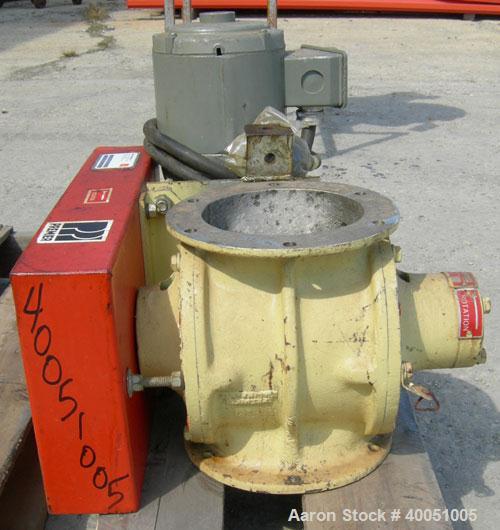 Used Premier Pneumatics Heavy Duty Airlock Rotary Valve, Model HDR-GG-76-8NH-2-RT-T3, 304 Stainless Steel.  Approximately 6" diameter x 6" wide 8 vane open end rotor, .10 cubic feet per revolution.  ...