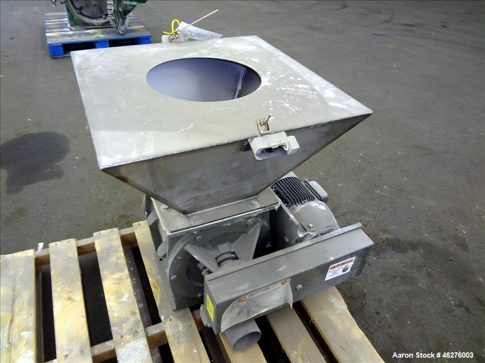 Used Rotolok Blowing Seal Rotary Valve, Model 28BSRCS08B, 316 Stainless Steel. Approximately 12" diameter x 12" wide open vane rotor. Approximate capacity 405 cubic feet per hour at 14 rpm. Driven by...